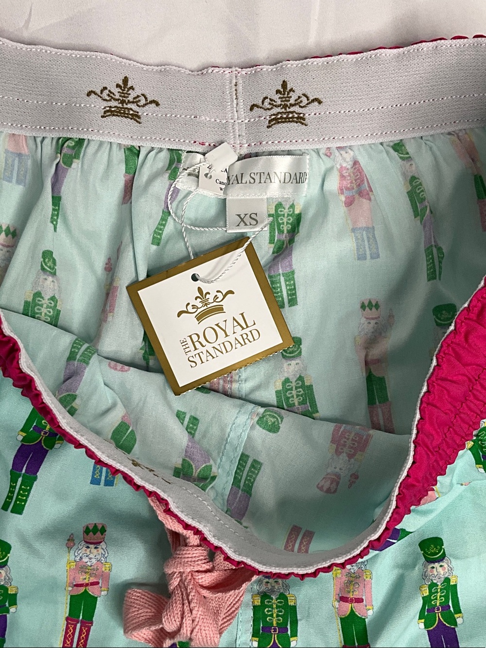 The Royal Standard Nutcracker Lounge Shorts with Pink Waistband - Picture 3 of 7